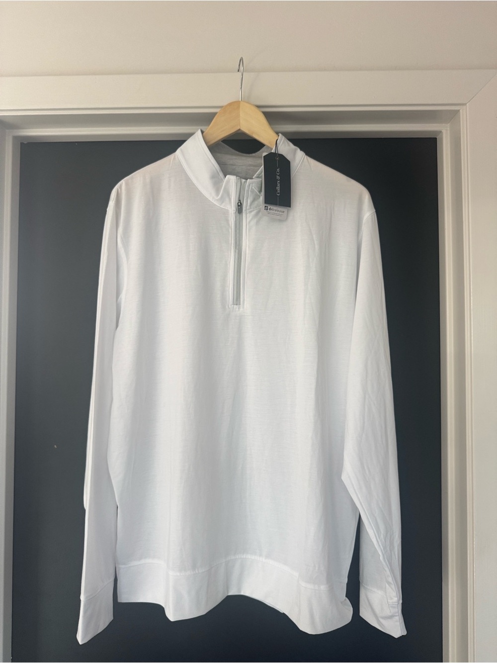 NWT Collars&Co DriRelease Performance Quarter Zip Pullover White XL Golf Stretch